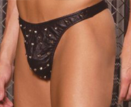 Black leather thong with studs.